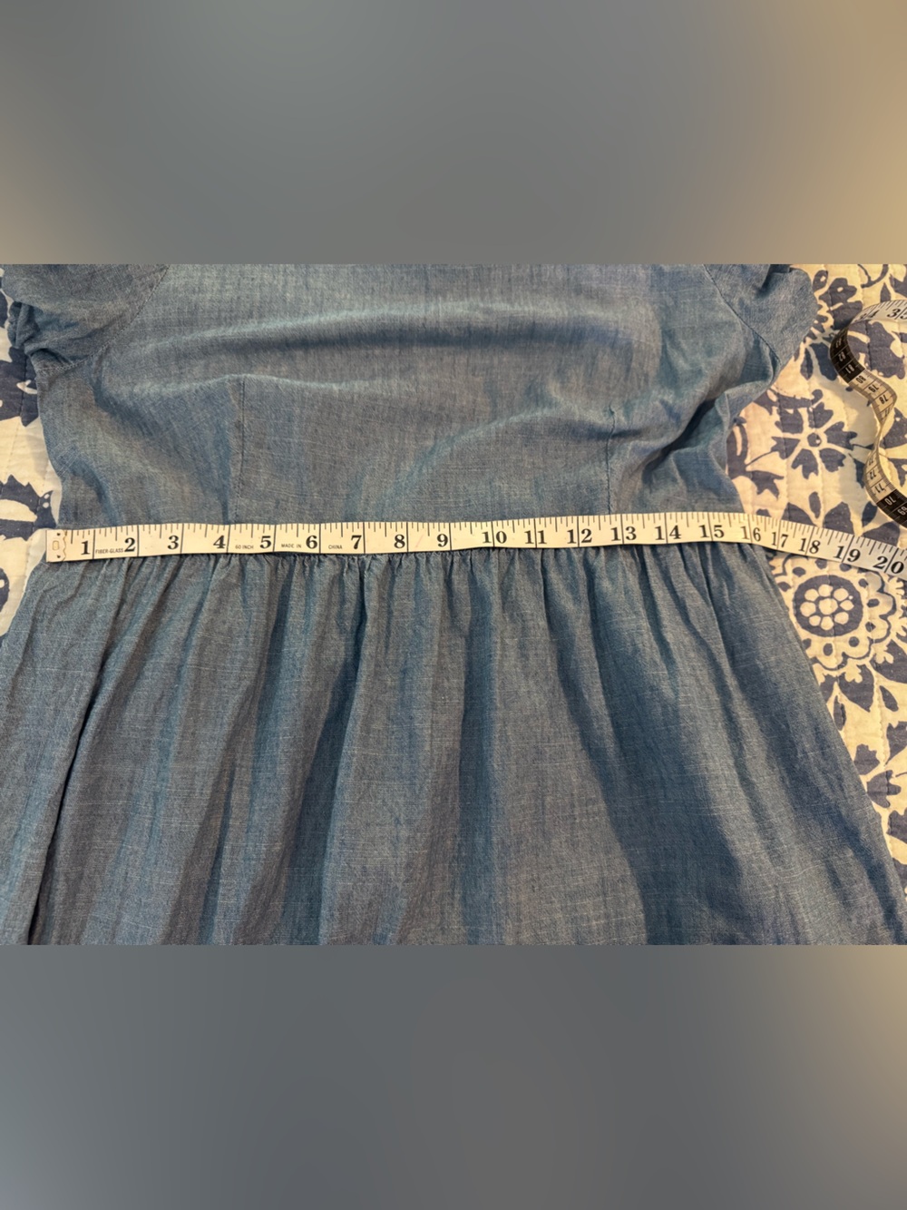 J. Crew Light Blue Chambray Puff-Sleeve Tiered Midi Dress - Picture 6 of 6